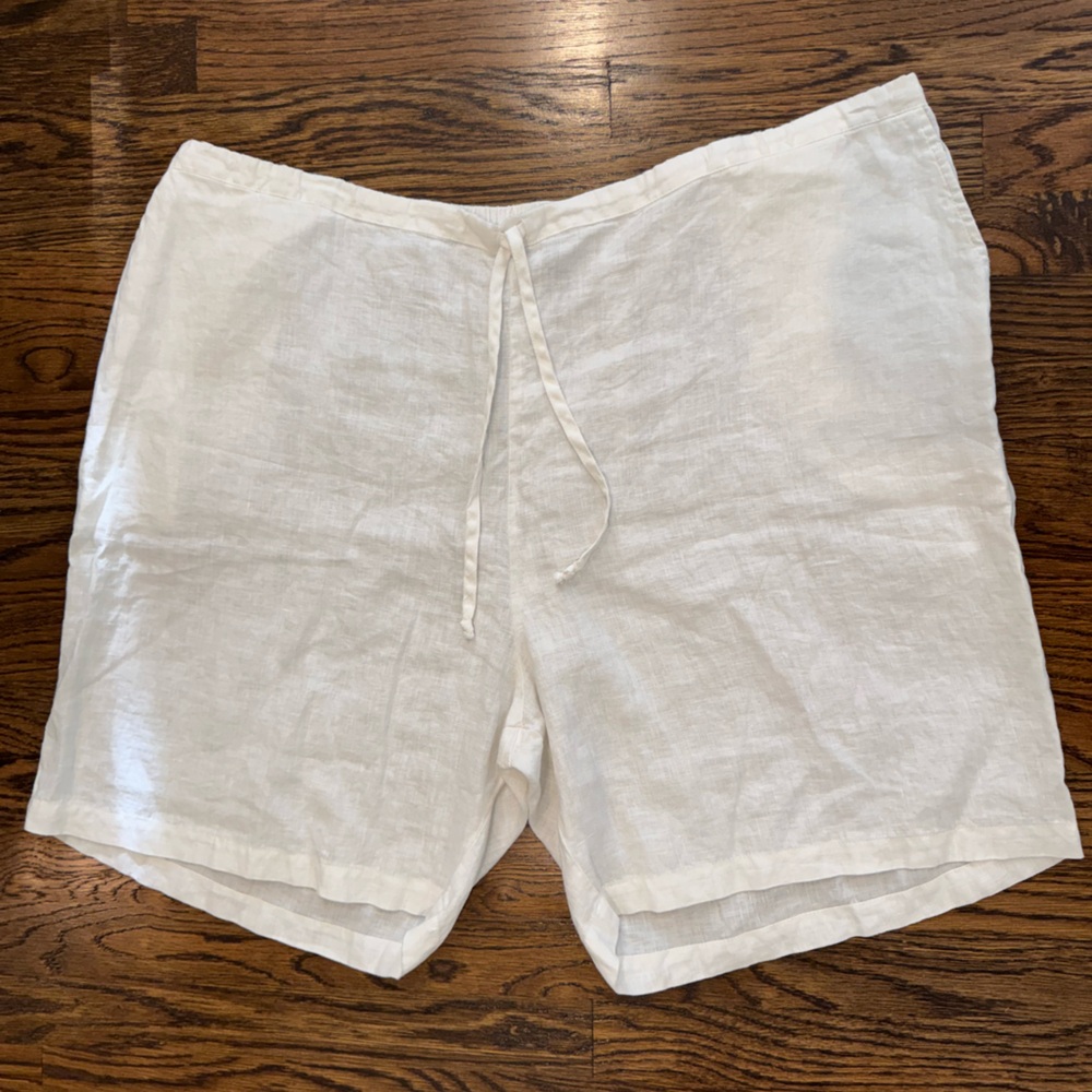 Flax 2X/2G White Linen Shorts